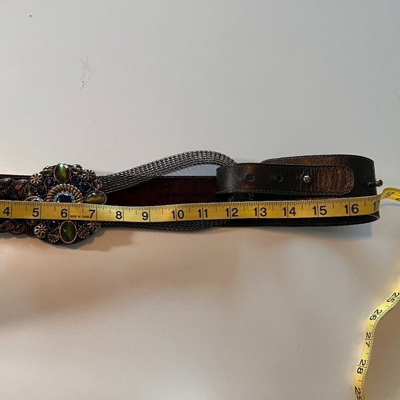 Vtg Leatherock Belt - Alyssa Crystals Size Large main image 10